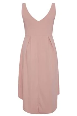 YOURS LONDON Curve Pink High Low Pleated Midi Dress -Luna Looks Zone a437eade 03ca 40 161364 BK