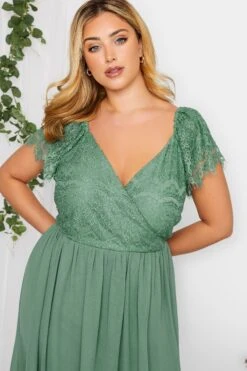 YOURS LONDON Curve Green Lace Detail Wrap Maxi Dress -Luna Looks Zone a44c6f9e 586c 4d 161895 D