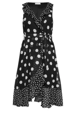 YOURS LONDON Curve Black Polka Dot Print Double Ruffle Wrap Dress 10 YOURS LONDON Curve Black Polka Dot Print Double Ruffle Wrap Dress -Luna Looks Zone a481f4c4 3053 4c 162055 X