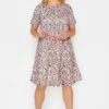YOURS PETITE Curve Pink Ditsy Floral Print Smock Dress