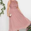 YOURS LONDON Curve Pink Lace Detail Chiffon Maxi Dress
