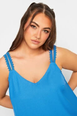 LIMITED COLLECTION Curve Blue Embroidered Strap Vest Top 8 LIMITED COLLECTION Curve Blue Embroidered Strap Vest Top -Luna Looks Zone a5d8aa1b 6e12 49 215561 D