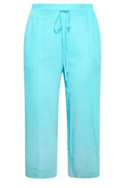 YOURS Curve Aqua Blue Linen Look Culottes -Luna Looks Zone a61e9b10 dd4a 42 144767 X