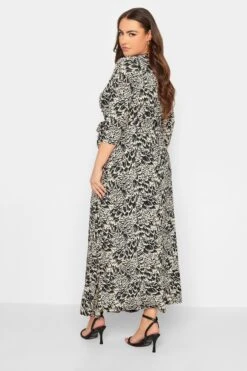 YOURS Curve Black & Beige Brown Abstract Floral V-Neck Maxi Dress -Luna Looks Zone a649fbef 8c64 4e 301893 C