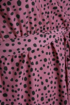 YOURS LONDON Curve Pink Dalmatian Print Midi Wrap Dress -Luna Looks Zone a6c86151 04e2 45 161230 S