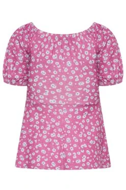 YOURS PETITE Curve Pink Ditsy Print Ruched Front Top -Luna Looks Zone a79f5ac6 2936 4d 174564 Y