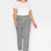 YOURS PETITE Curve Black Dogtooth Check Slim Leg Trousers