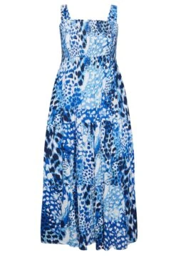 YOURS Curve Blue Animal Markings Shirred Strappy Sundress -Luna Looks Zone a97621fb ae37 43 137352 X