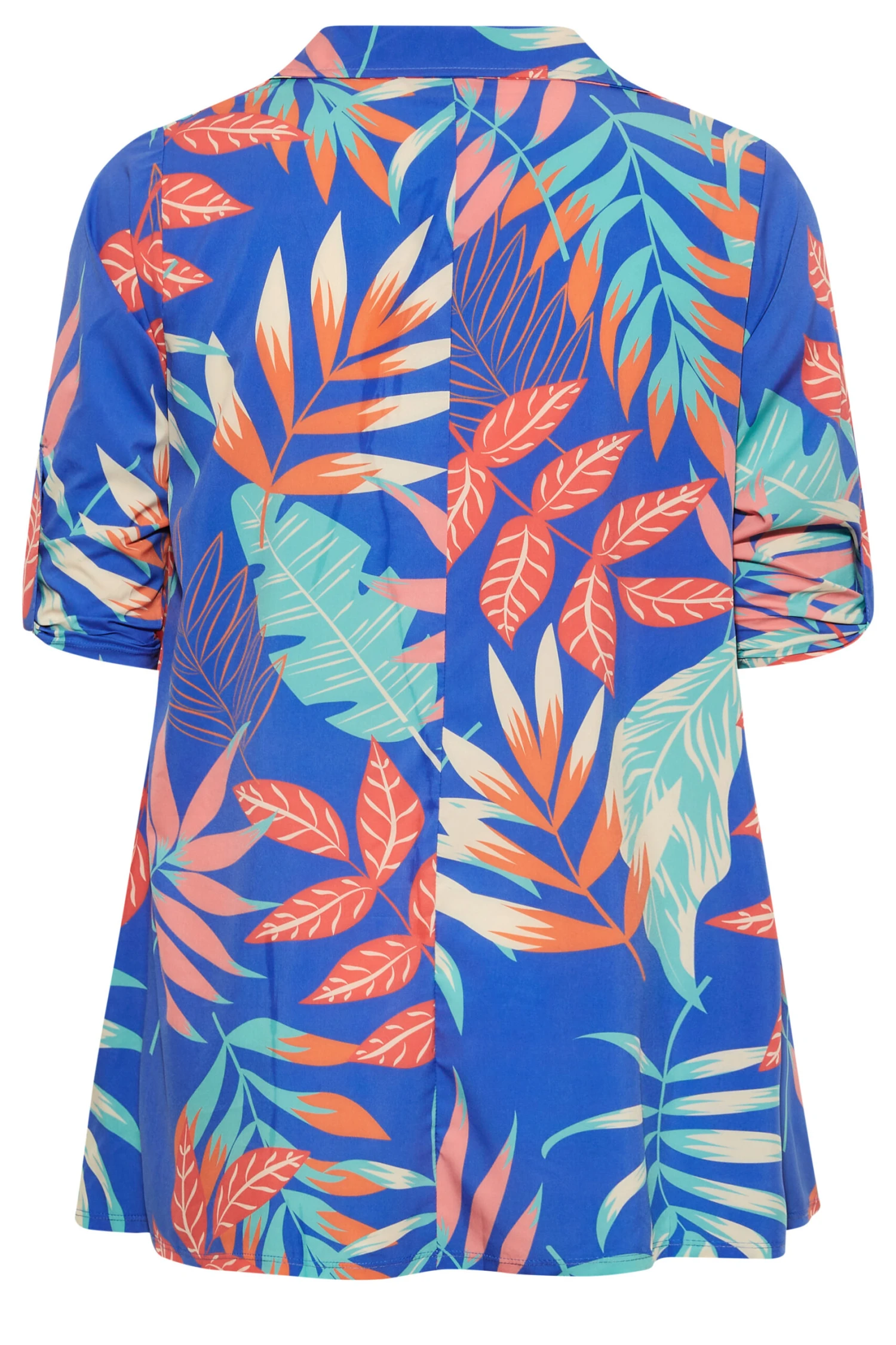 YOURS Curve Blue Leaf Print Collared Tunic Top 6 YOURS Curve Blue Leaf Print Collared Tunic Top - Image 6