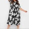 LIMITED COLLECTION Curve Black Floral Print Midaxi Smock Dress