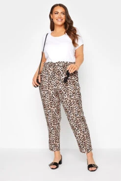 YOURS LONDON Curve Black Leopard Print Tapered Harem Trousers