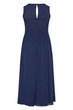YOURS LONDON Curve Navy Blue Lace Front Chiffon Maxi Dress -Luna Looks Zone aa662dfe c141 4f 161003 BK