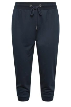 YOURS Curve Navy Blue Cropped Stretch Joggers -Luna Looks Zone aaae34ca 9ea5 4f 144834 X
