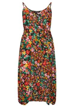 LIMITED COLLECTION Curve Black Floral Strappy Wrap Dress -Luna Looks Zone ab07d457 300a 4d 215498 X