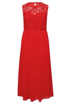 YOURS LONDON Curve Red Lace Front Chiffon Maxi Dress -Luna Looks Zone ab2ec92c 8ab3 46 161892 X