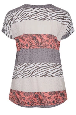 YOURS Curve Orange Stripe Animal Print T-Shirt -Luna Looks Zone ab52d2d0 02a0 4a 302235 Y