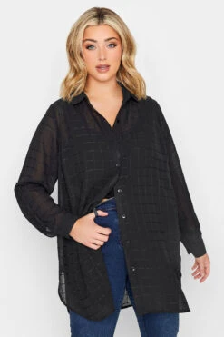 YOURS LONDON Curve Black Check Chiffon Shirt -Luna Looks Zone ab66fcd4 07d1 4d 162218 A2