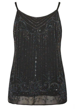 LUXE Curve Black Sequin Hand Embellished Cami Top -Luna Looks Zone ab8a6cac 4ec6 46 157945 F