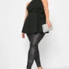 YOURS LONDON Curve Black Diamante Choker Peplum Top