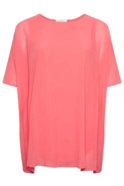 YOURS LONDON Curve Coral Pink Cape Top -Luna Looks Zone abeb7978 0853 40 162074 X
