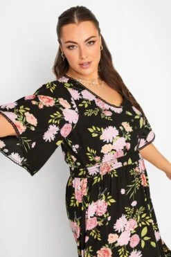 YOURS Curve Black Floral Maxi Dress -Luna Looks Zone abf640b4 5516 4c 137328 D