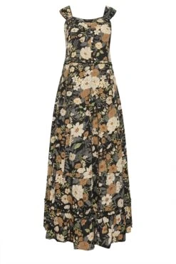 YOURS Curve Black Floral Tiered Maxi Sundress 10 YOURS Curve Black Floral Tiered Maxi Sundress -Luna Looks Zone ac0fd323 0444 46 137470 X