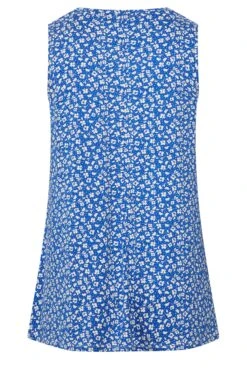 YOURS Curve Blue Floral Print Pleat Front Vest Top -Luna Looks Zone ac118d48 460f 4a 302071 Y