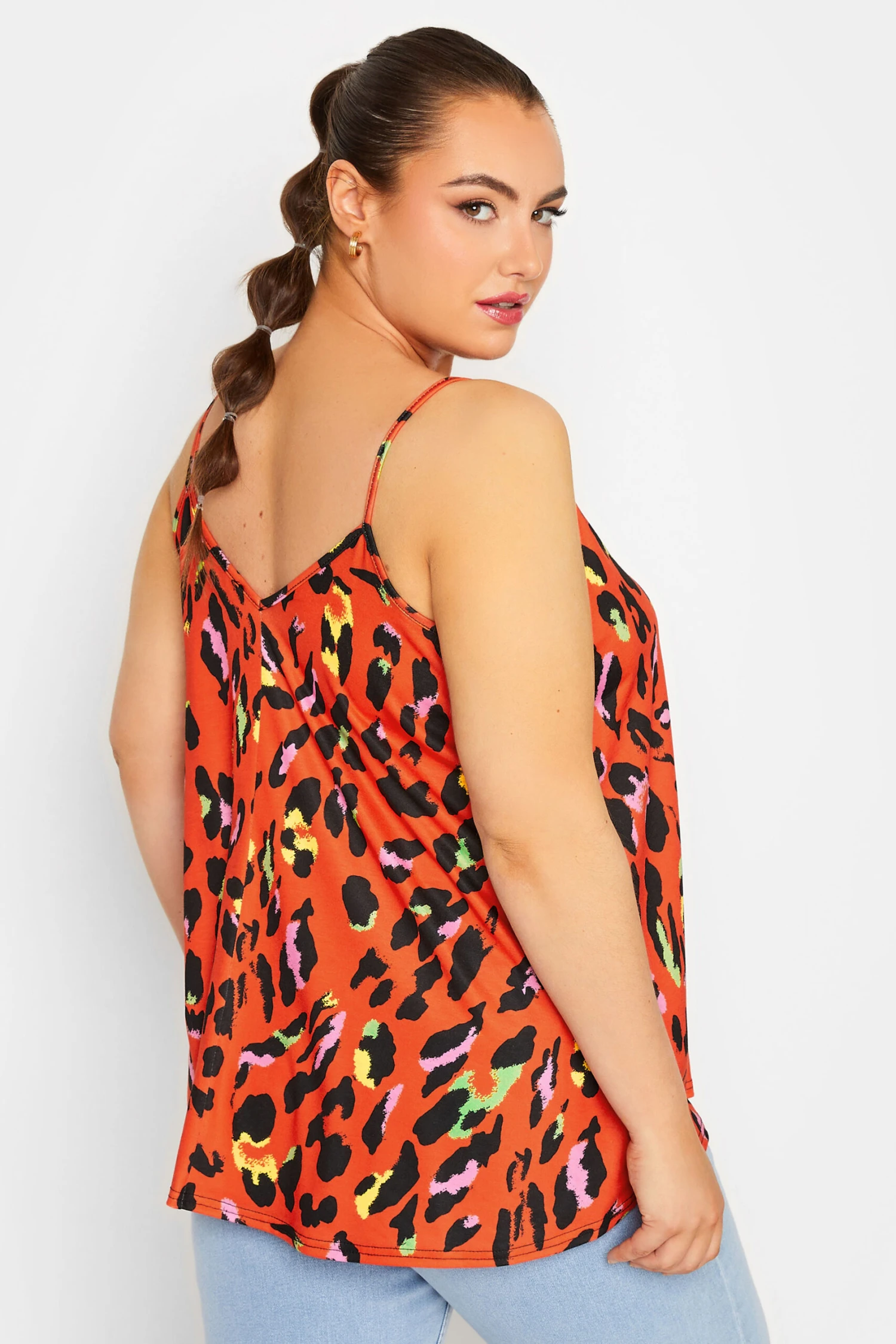 LIMITED COLLECTION Curve Red Leopard Print Strappy Cami Top 2 LIMITED COLLECTION Curve Red Leopard Print Strappy Cami Top - Image 2