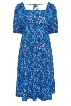 YOURS Curve Blue Ditsy Print Square Neck Midaxi Dress -Luna Looks Zone ac46192f 39f2 45 137513 X