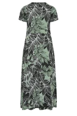 YOURS Curve Black Leaf Print V-Neck Midaxi Dress -Luna Looks Zone accd4f46 8a7d 45 302227 Y