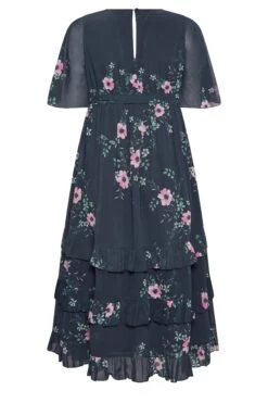 YOURS LONDON Curve Navy Blue Floral Ruffle Hem Maxi Dress -Luna Looks Zone acf53f2b 0fc0 4d 162106 Y