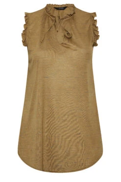 YOURS Curve Brown Frill Sleeve Blouse -Luna Looks Zone ade35b56 121e 41 174212 X