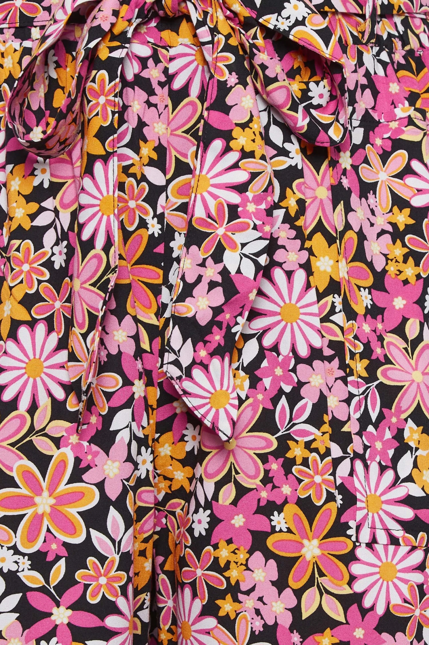 YOURS Curve Black Floral Print Paperbag Waist Shorts 3 YOURS Curve Black Floral Print Paperbag Waist Shorts - Image 3