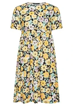 YOURS PETITE Curve Yellow Floral Print Smock Dress -Luna Looks Zone ae9e4481 39b4 41 174426 X