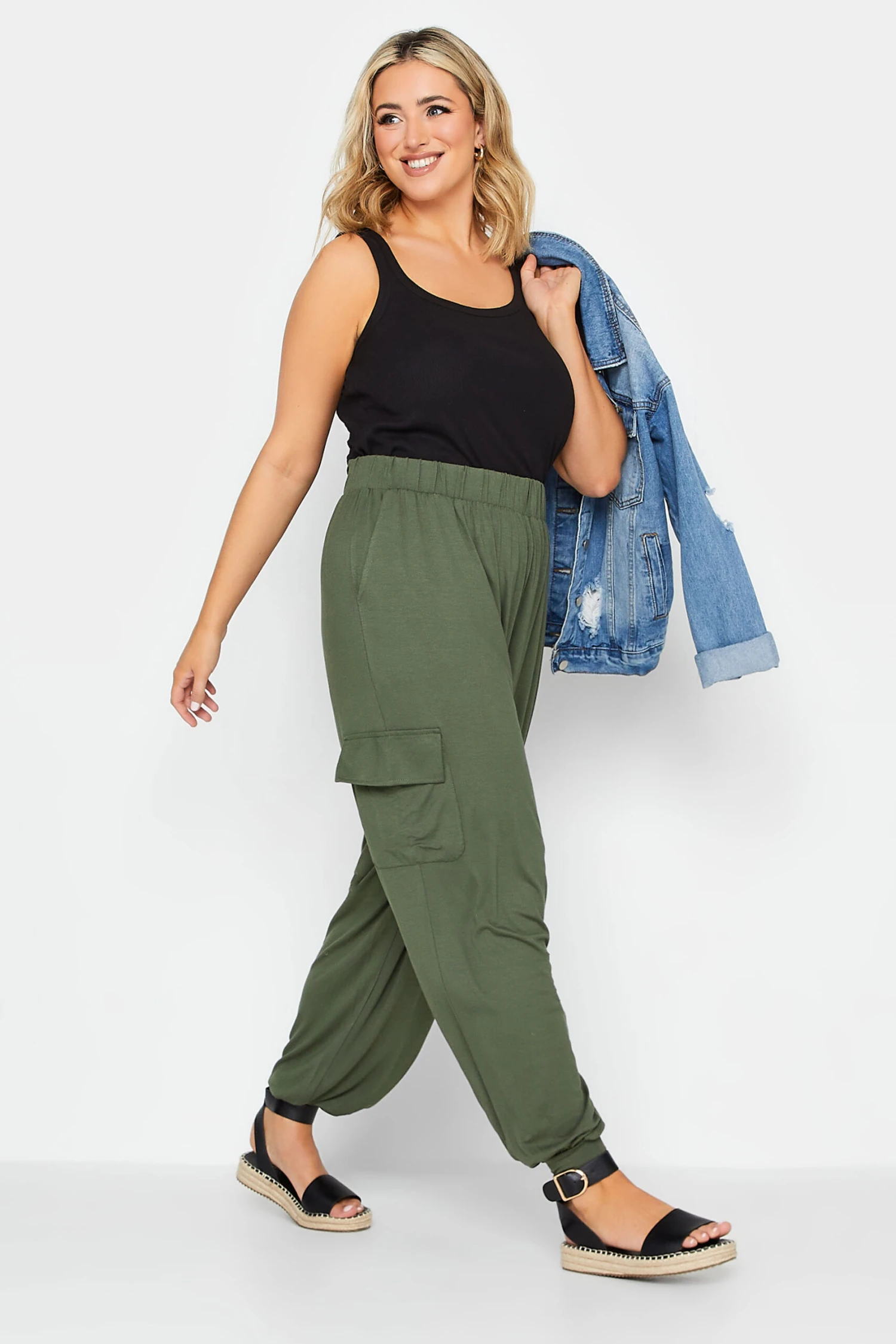 YOURS Curve Khaki Green Harem Joggers 1 YOURS Curve Khaki Green Harem Joggers