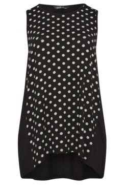 YOURS Curve Black Polka Dot Print Dipped Hem Vest Top -Luna Looks Zone af91a909 8f09 48 302251 X