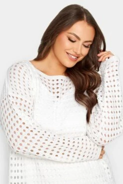 YOURS Curve White Crochet Midaxi Dress -Luna Looks Zone afd47d36 a0ff 4f 192834 D