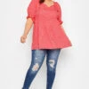 LIMITED COLLECTION Curve Pink Spot Print Puff Sleeve Top