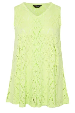YOURS Curve Lime Green Broderie Anglaise Swing Vest Top 8 YOURS Curve Lime Green Broderie Anglaise Swing Vest Top -Luna Looks Zone b087de69 26f8 48 320728 X