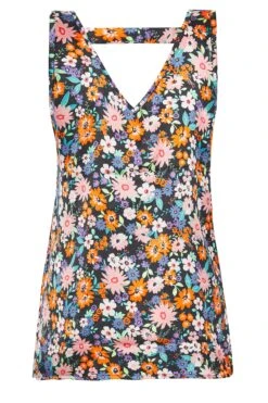 YOURS Curve Black Floral Print Satin Vest Top -Luna Looks Zone b0a30890 8f5c 40 131613 Y