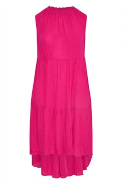 YOURS Curve Hot Pink Sleeveless Crinkle Dress -Luna Looks Zone b0b5053d e435 43 137121 X