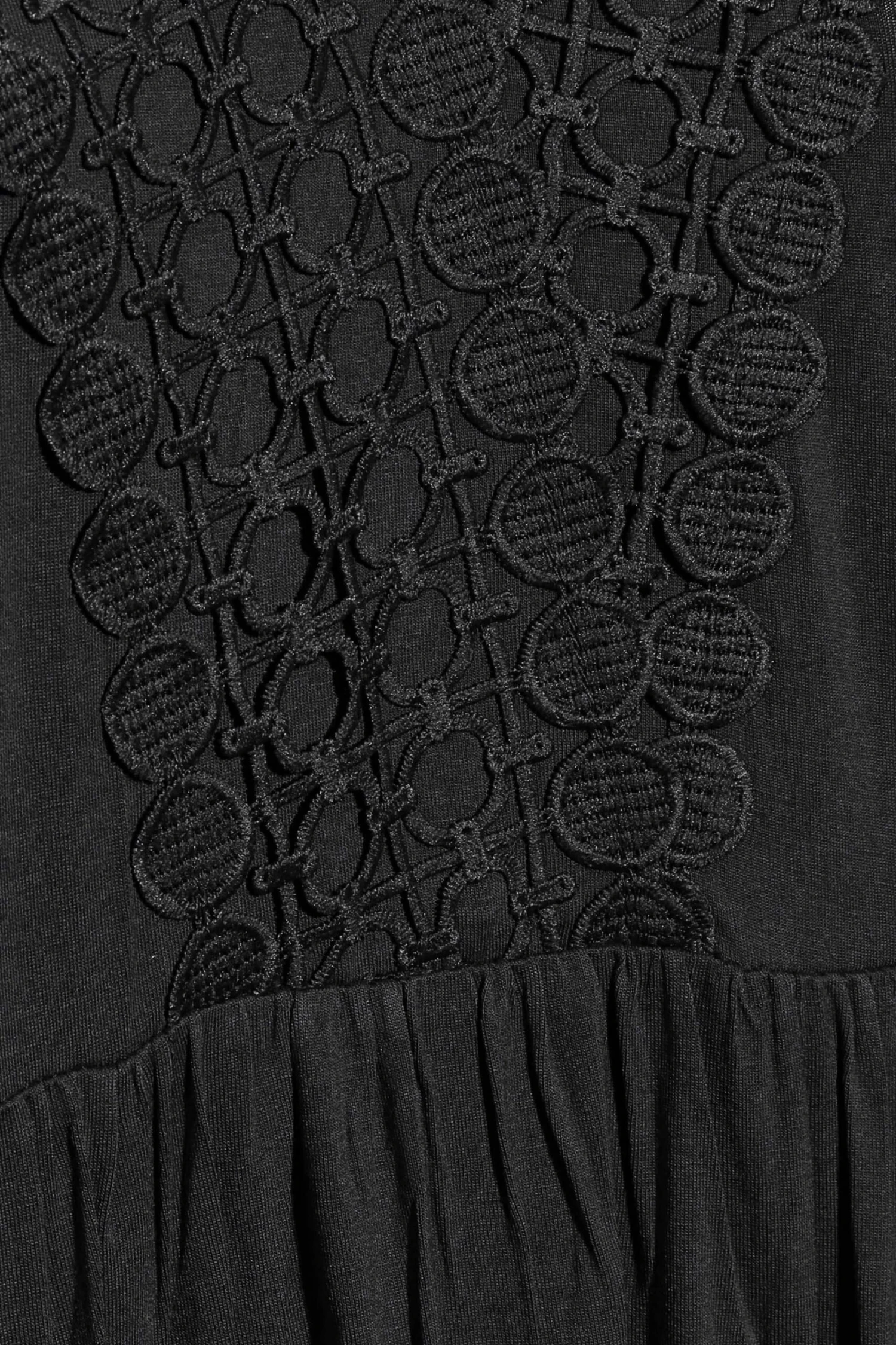 YOURS Curve Black Crochet Trim Long Sleeve Tunic Top 4 YOURS Curve Black Crochet Trim Long Sleeve Tunic Top - Image 4