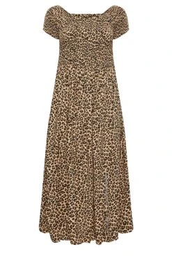 YOURS Curve Brown Leopard Print Shirred Maxi Dress 10 YOURS Curve Brown Leopard Print Shirred Maxi Dress -Luna Looks Zone b12a32b6 566a 44 137345 X