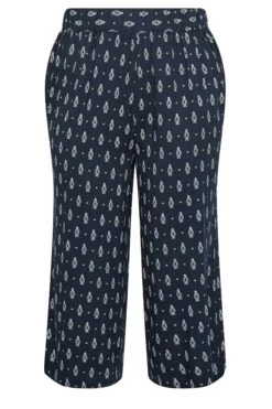 YOURS Curve Navy Blue Paisley Print Cropped Trousers -Luna Looks Zone b1a02550 8049 44 143384 X