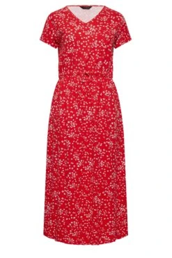 YOURS Curve Red Floral Print Maxi T-Shirt Dress -Luna Looks Zone b22111a9 e929 4b 137309 X