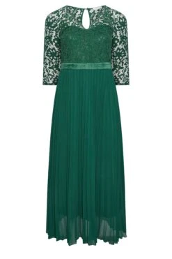 YOURS LONDON Curve Forest Green Lace Pleated Maxi Dress -Luna Looks Zone b3151cf5 9a4f 47 161902 X