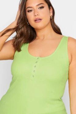 YOURS Curve Lime Green Popper Vest Top 8 YOURS Curve Lime Green Popper Vest Top -Luna Looks Zone b3b1e843 9612 46 320877 D