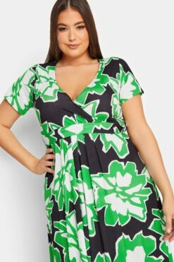 YOURS Curve Black Floral Print Wrap Front Midaxi Dress -Luna Looks Zone b452c3be 25eb 4b 302155 D