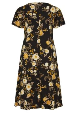 YOURS Curve Black Floral Print Lace Detail Dress -Luna Looks Zone b4603742 238c 47 302050 Y