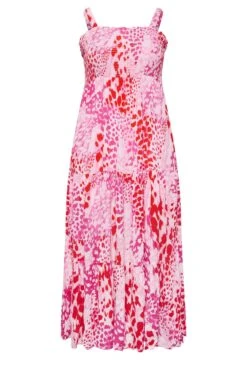 YOURS Curve Pink Animal Markings Shirred Strappy Sundress -Luna Looks Zone b488d5f4 b246 42 137353 X